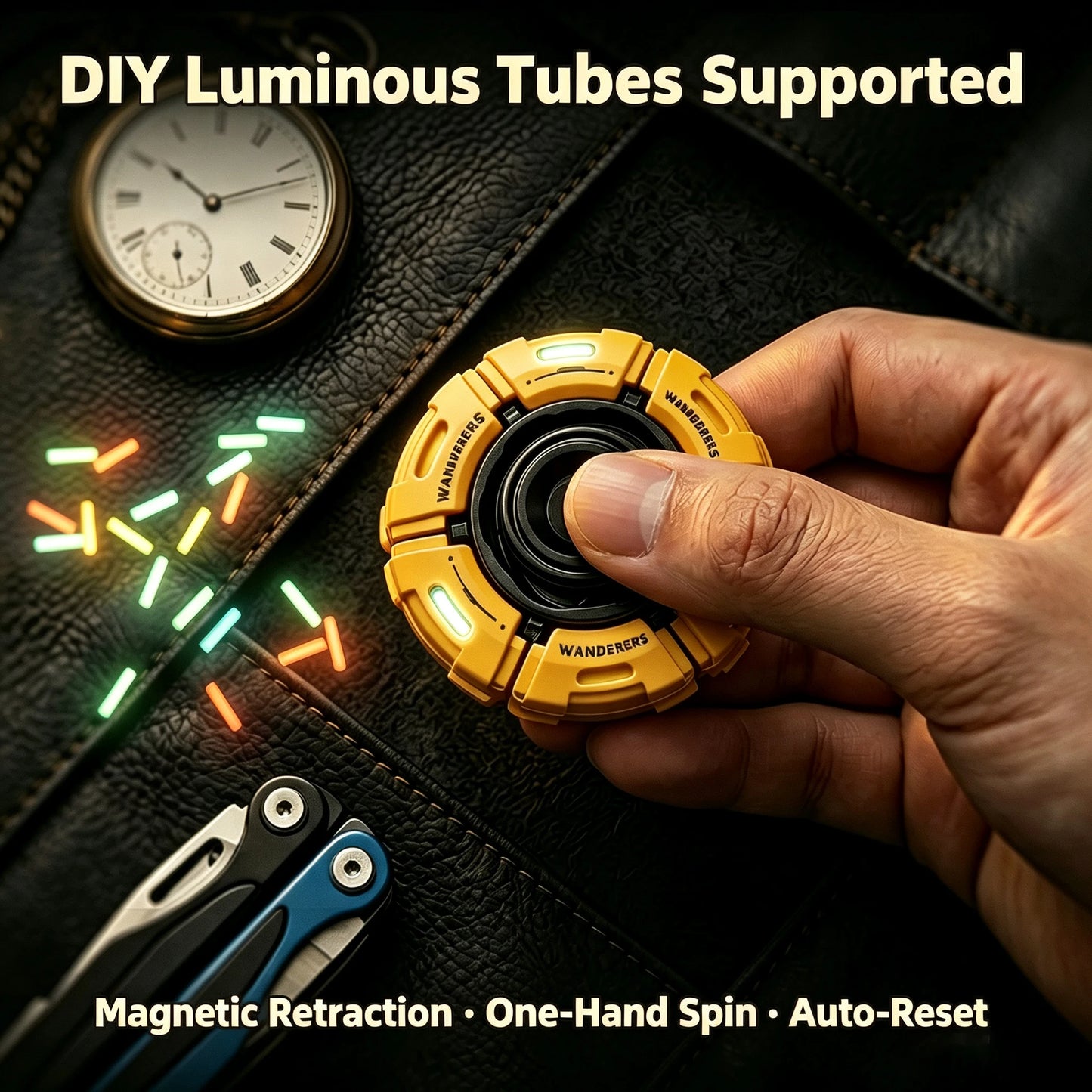 Ultra-Smooth Glowing Fidget Toy Spinner Stress Relief Focus Tool for Anxious Adults Kids with Cool Armor Opening EDC Toy