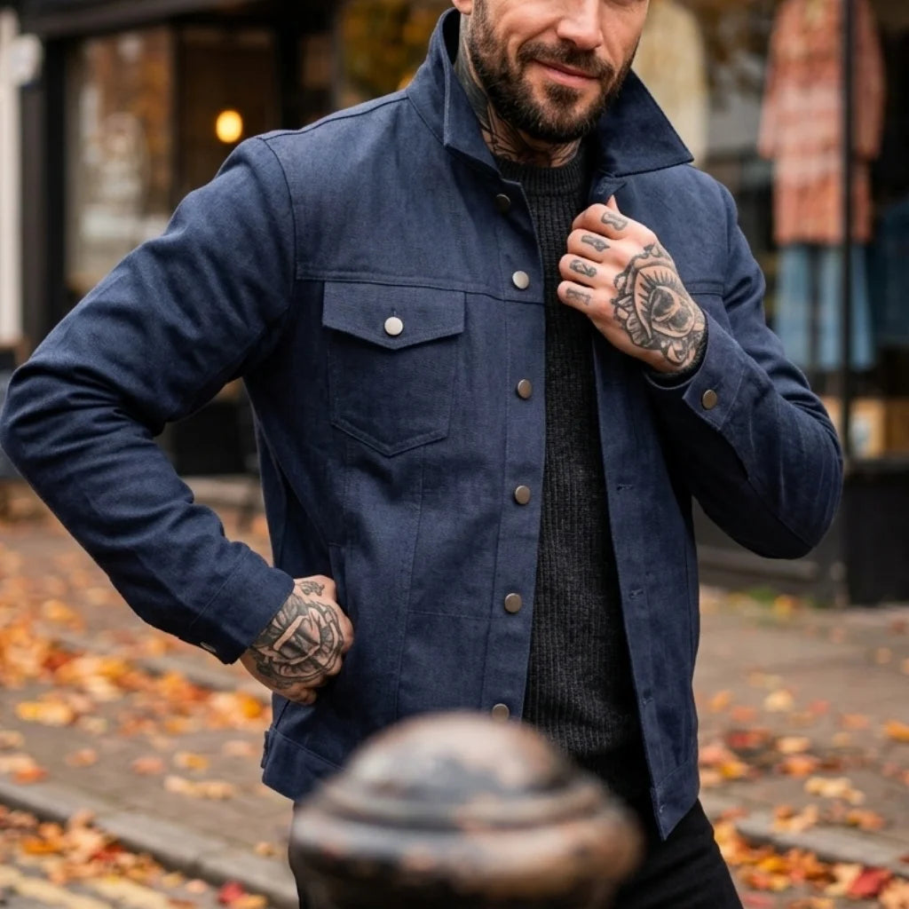 Men's New Denim Jacket Workwear Street Comfortable Denim Jacket Multi-pocket Design Denim Menswear Top Coat