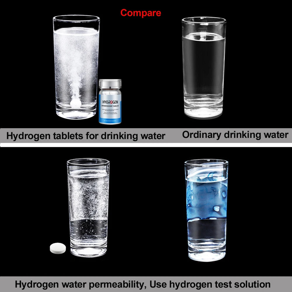 Active H2 Molecular 10000PPB Miracle Hydrogen Water Tablets Alkaline ORP Healthy Drinking Improve Immunity Anti-Aging 60 Tablets