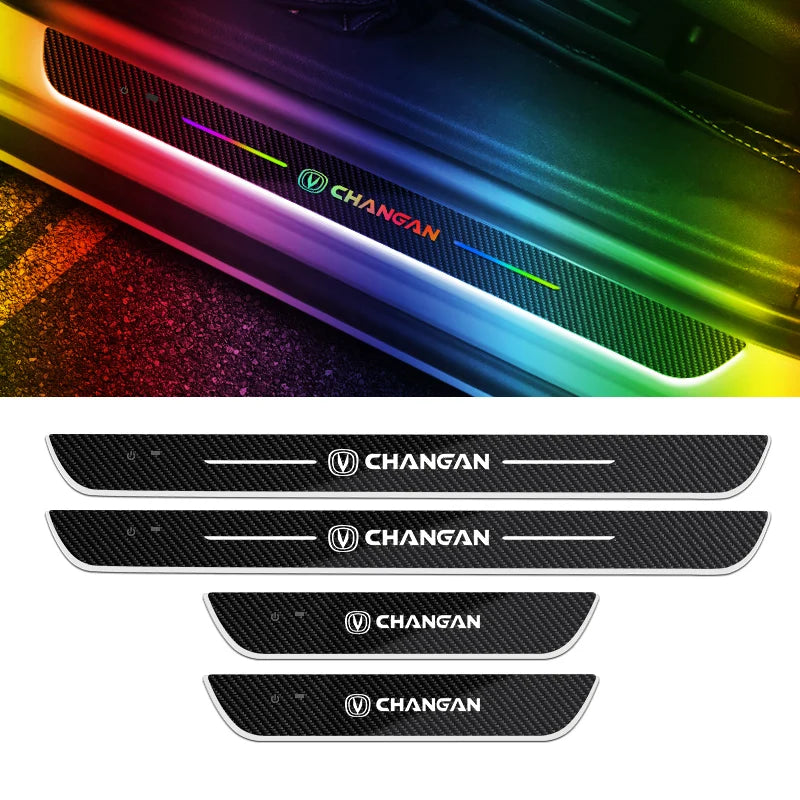 Carbon fiber For CHANGAN CS55 CS75 Plus CS35 CX70 Customized Car Welcome Door illuminated Sill Light Logo LED Car Pedal Lamp