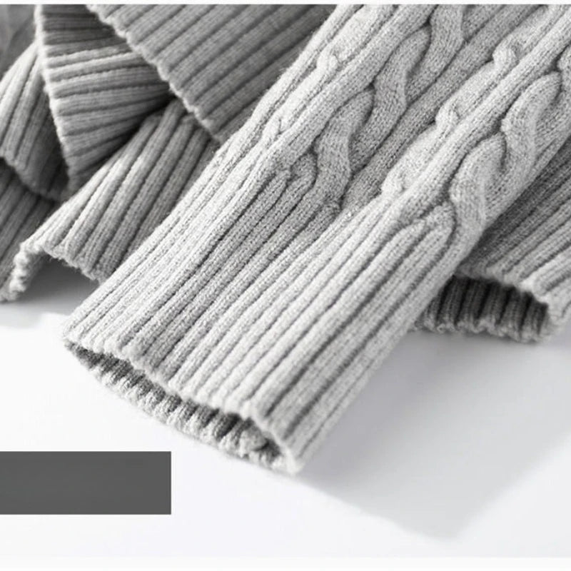 Men's Wool Quarter-Zip Sweater, All Day Warm Cable Knit, Old Money Style for Smart Casual, Gray and Beige Colors Available