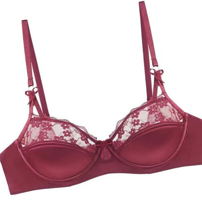 Thin Lace French Bra Set Women Minimizer Push Up Anti-Sagging Back Smoothing Side Support Comfort Sexy Daily Lingerie S-XL 32-38