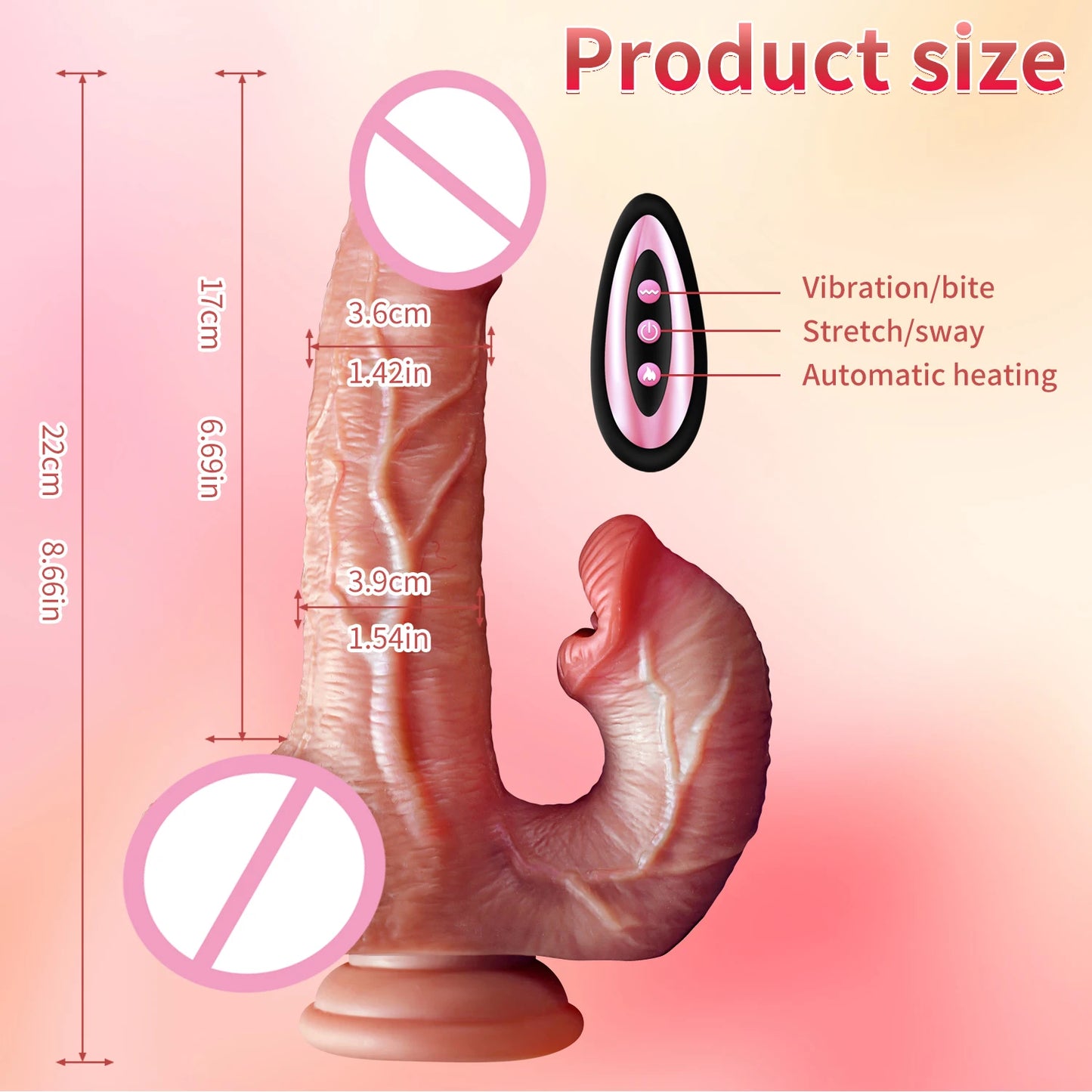 Realistic Dildo Telescopic Vibrator Remote Control Female Stimulator Big Penis Anal Plug Heating Thrusting Sex Toys for Women