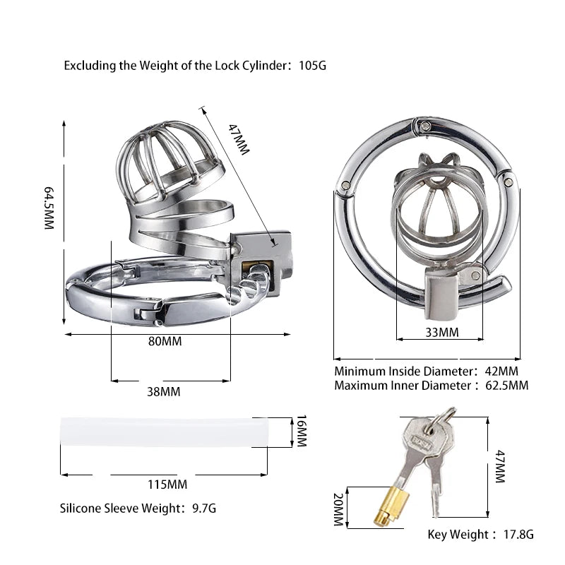 New Style Men's Metal Chastity Cage Adjustable Snap Ring SM Bondage Conditioning Stainless Steels CB Chastity Lock Adult Sex Toy