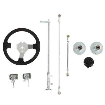 300mm Go Karts Steering Wheel Kit Tie Rod Ball Joint Gear Rack Shaft Kit for 100cc 125cc 140cc 150cc Go Kart Quad