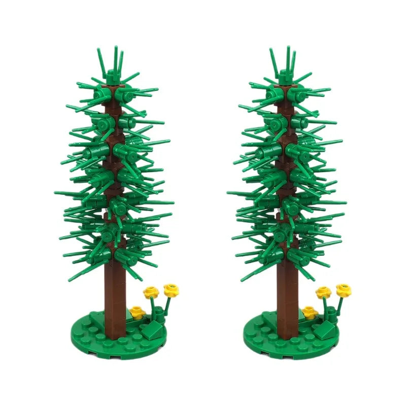 MOC Plant & Tree Parts: Green Grass, Pine Trees, Leaf Flowers & City Building Bricks Accessories - Assemble Blocks Kit