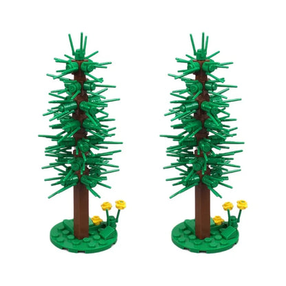 MOC Plant & Tree Parts: Green Grass, Pine Trees, Leaf Flowers & City Building Bricks Accessories - Assemble Blocks Kit