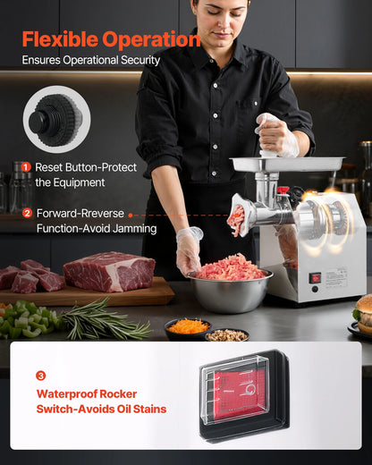 SucceBuy  Meat Grinder 5.5 Lbs-9.2 Lbs/Min Capacity Electric Meat Mincer w/ Blade Grinding Plate Sausage Maker for Kitchen Home