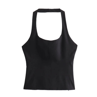 BSAY Women Fashion Summer White Halter Backless O-neck Comfortable Sling Crop Top Chic Female Sexy Streetwear Vest Mujer