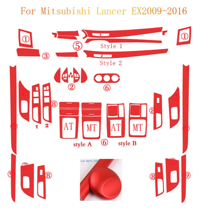 For Mitsubishi Lancer EX2009-2016 Interior Central Control Panel Door Handle Carbon Fiber Stickers Decals Car styling Accessorie