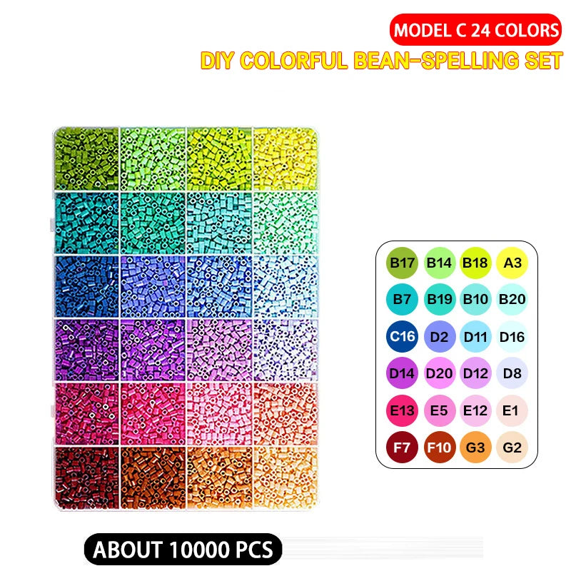 Creative Craft Kit: 24/48 Color 2.6mm Fuse Beads, Perler Iron Beads for 3D Art & DIY Projects, Educational Toy Gift for All Ages
