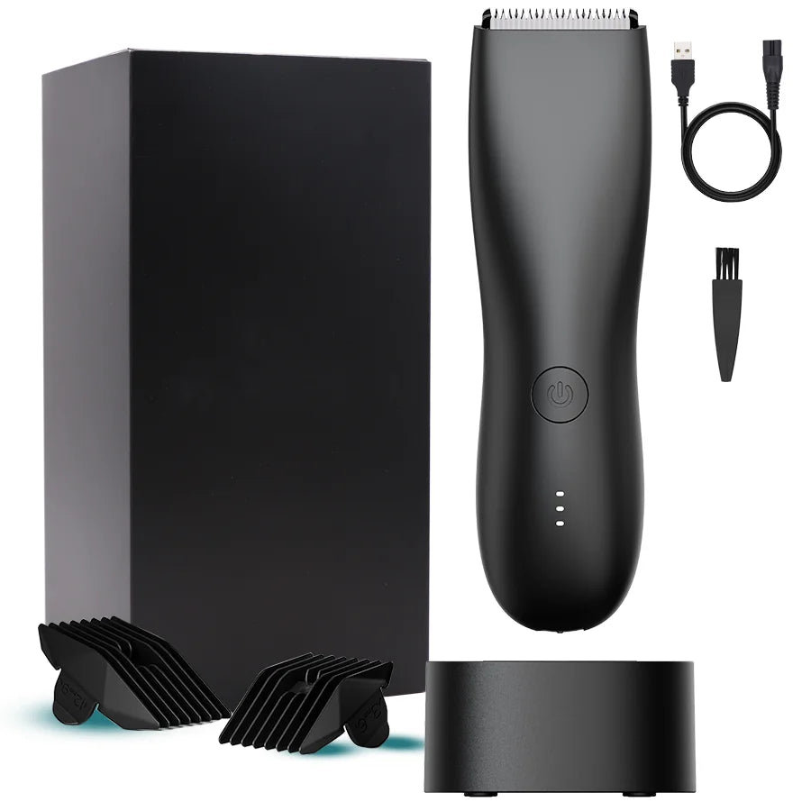 [IPX6] Men's Groin/Body Trimmer w/ SkinSafe - Foil Blades & Precision, Rechargeable Ball Shaver for Sensitive Skin
