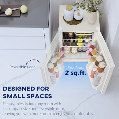 2.5 Cu.Ft Mini Fridge, Single Door Compact Refrigerator with Freezer, Adjustable Thermostat, Reversible Door, White