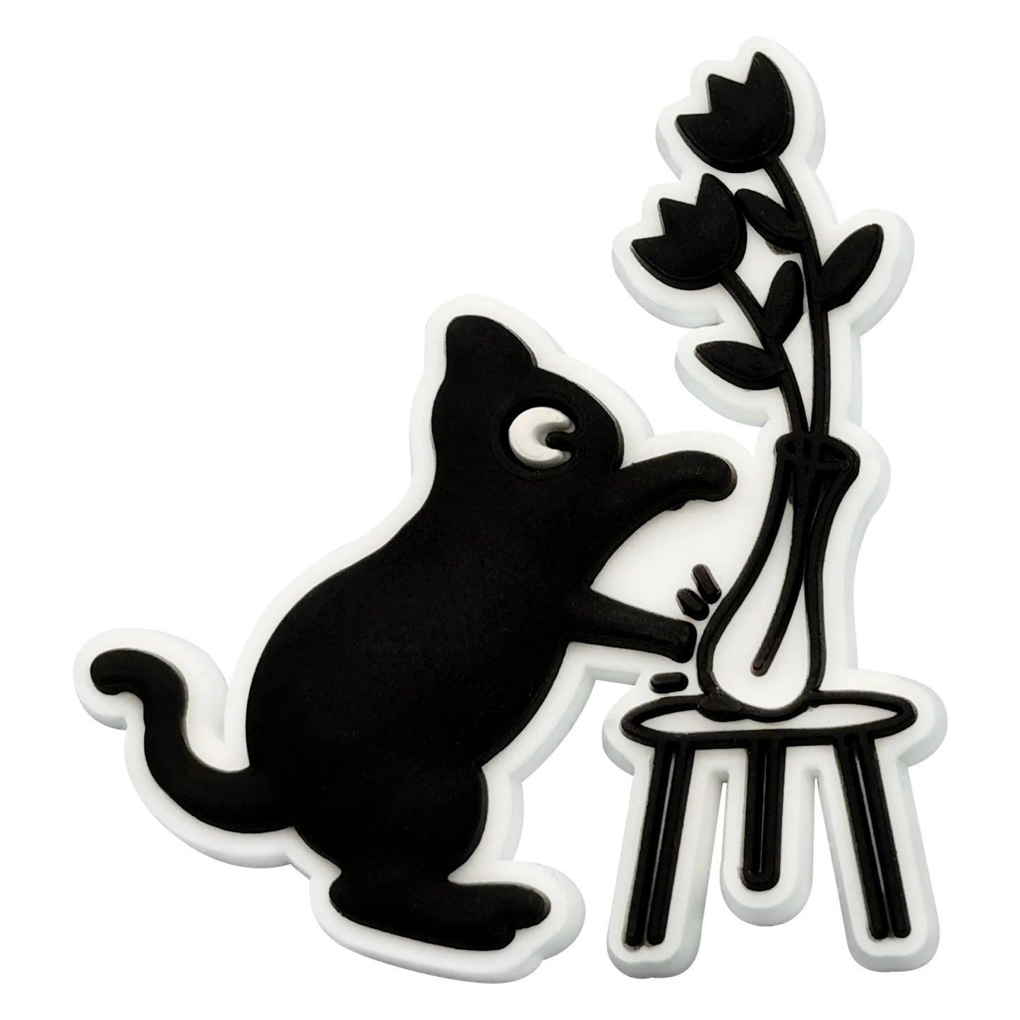 New 1-13pcs Cute Animal Black Cat PVC Garden Shoe Charms Sandal Buckle Boys Girls Cartoon Hole Slipper Accessories DIY Backpack