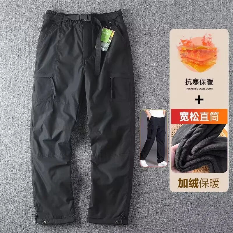 Outdoor Softell Pants Men's Autumn Winter Windproof Waterproof Thiened Fce Lined Straight Leg Hiking Mountain Climbing...