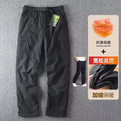 Outdoor Softell Pants Men's Autumn Winter Windproof Waterproof Thiened Fce Lined Straight Leg Hiking Mountain Climbing...