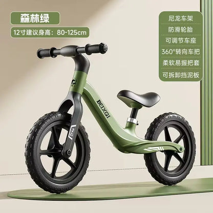 Kids Balance Bike No Pedal For 1 To 8 Yrs Old With Air Tires Nylon Fiberglass Frame Non Slip Silicone Grips Comfy Seat