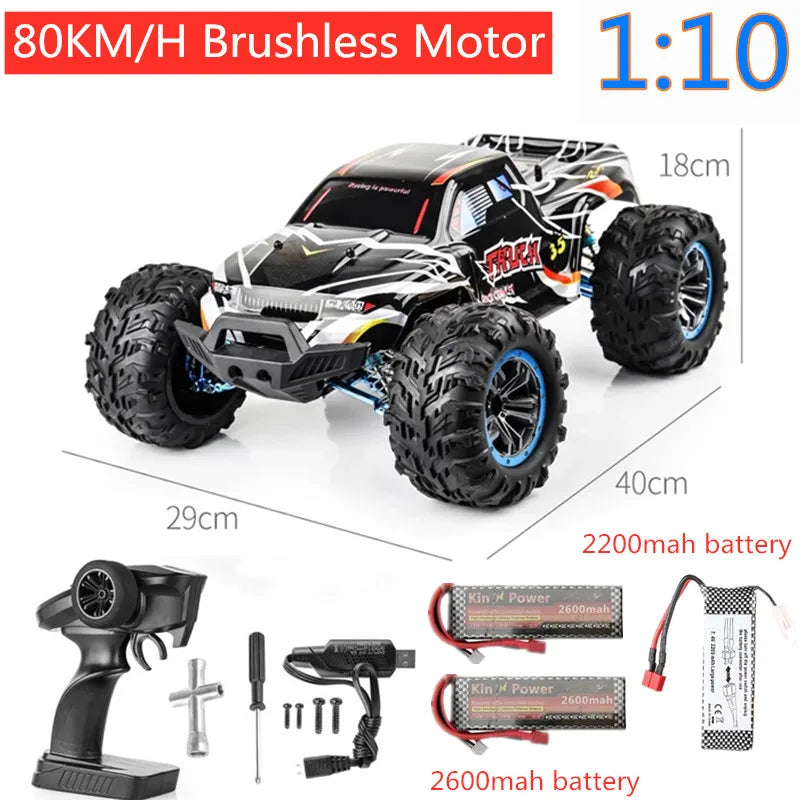 80KM/H Brushless RC Racing Car Metal Alloy 200M Distance Racing Buggy off Load Climbing RC truck Shock Absorption Vehicle RC car