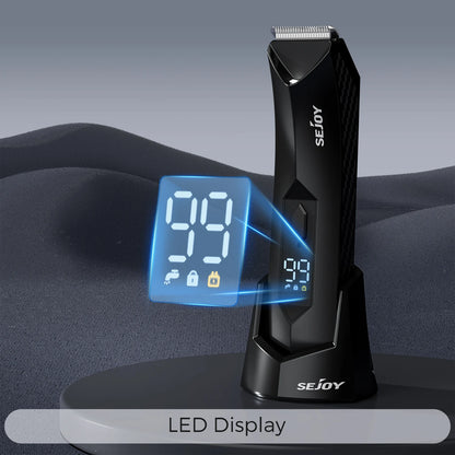 Sejoy T8S Body Hair Trimmer for Men Ball Trimmer for Groin Pubic Replaceable Ceramic Blade Electric Shaver IPX7 Waterproof