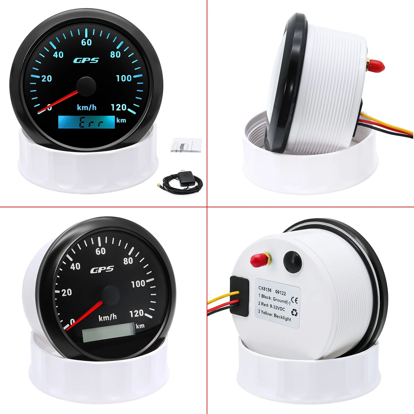 A 85MM GPS Speedometer For Motorcycle Marine Boat 30~200 Kmh Boat Car Truck Speed Gauge Meter With GPS Antenna 7 Color Backlight