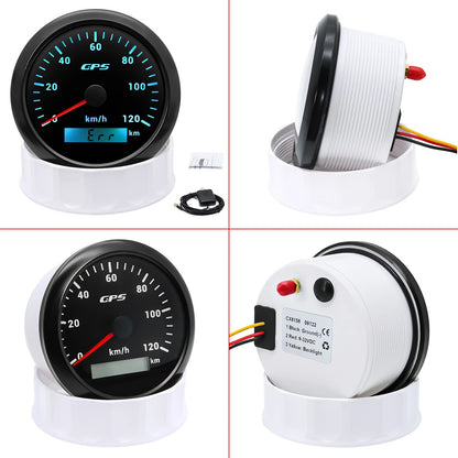 A 85MM GPS Speedometer For Motorcycle Marine Boat 30~200 Kmh Boat Car Truck Speed Gauge Meter With GPS Antenna 7 Color Backlight