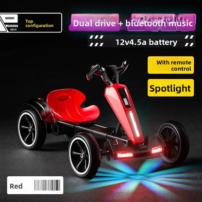 N‌ew Foldable Portable Kids Electric Go-Kart with 390 Motor Cool LED Lights No Assembly Outdoor Off-Road Toy Car for Boys/Girls