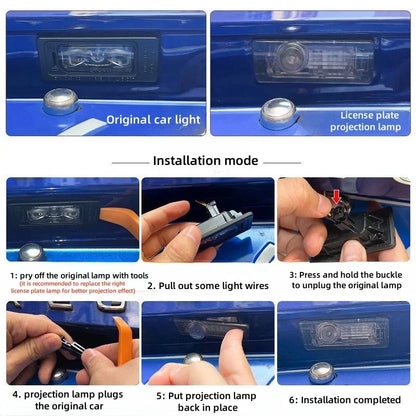 74*34mm License plate projection lamp LED decorative lights atmosphere lights For Audi A3 A4 A5 A6 A7 A8 S3 S4 S5 S6 S7 Q3 Q5 Q7
