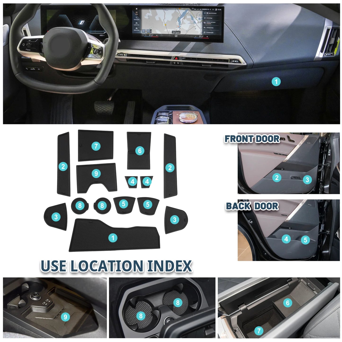LFOTPP Car Door Groove Mat for BMW iX I20 EV 2022 2023 2024 2025 Anti-Slip Door Gate Slot Pats Auto BMW iX I20 2025 Accessories