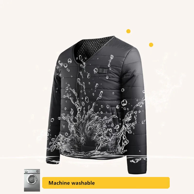 New Men'S Fashion Casual Winter Heated Long Sleeved Cotton Jacket With Usb Smart 24 Zone Heating Warmth Coat (No Power Bank)