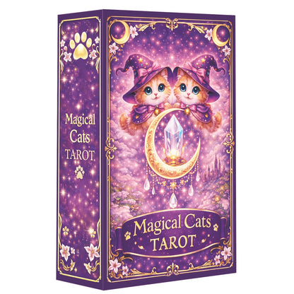 Magic Cat Tarot , 78 Cards, 13x8 Cm, Ideal for Beginners, Paper Manual, Emotion Expression, Subtle Magic Details Card Games
