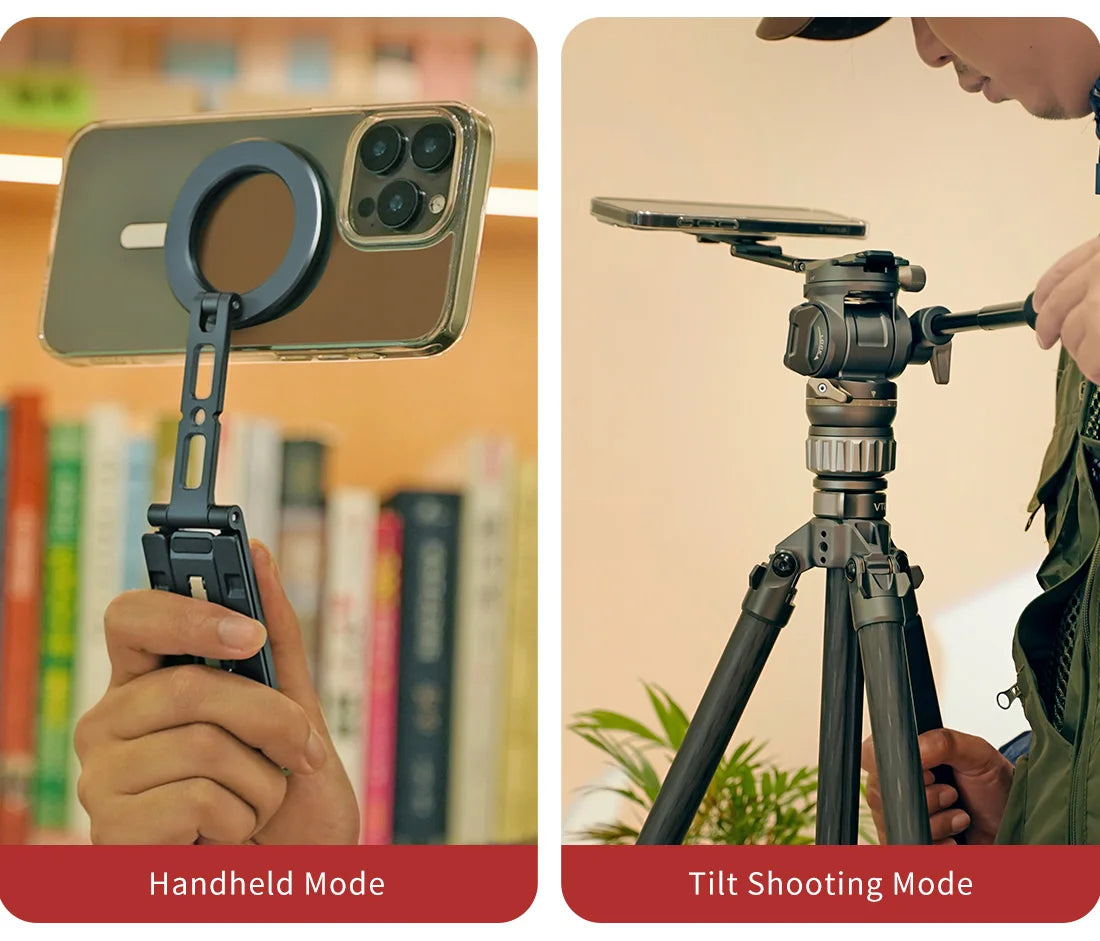 COBONE Magnetic Phone Tripod Holder Foldable Adjustable with Arca-Swiss for Phone Vlog Portable Desktop Phone Mount for Travel