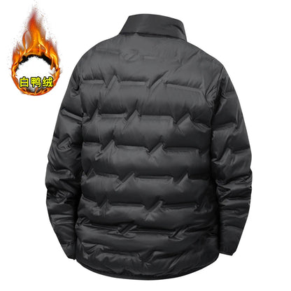 Solid-color middle-aged down jacket for winter warmth, padded lapel cardigan, thick and versatile down jacket