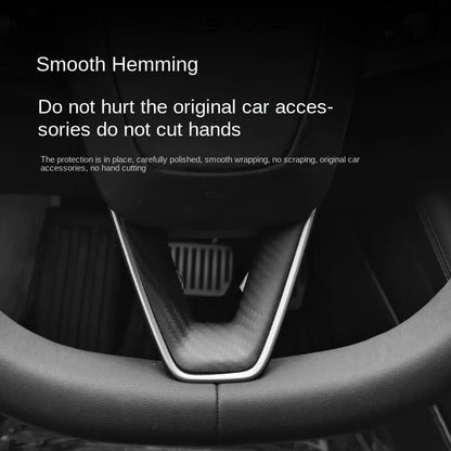 Steering Wheel Patch for Tesla Model 3+ Real Carbon Fiber Steering Wheel U-shaped Protective Cover 2025 New Model 3/Y Highland