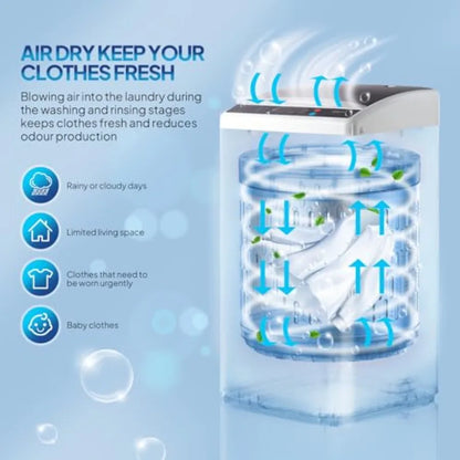 25LBS Portable Washing Machine Full-Automatic Electric Laundry Machine with Stainless Steel Drum Compact Washer and Spin Dryer