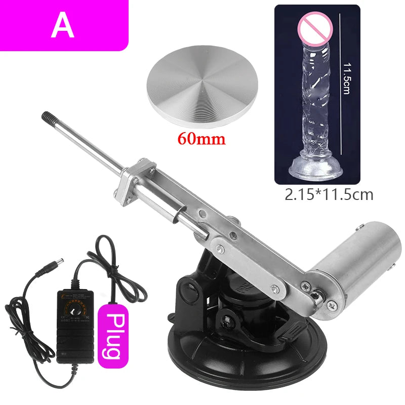 Mini Telescopic Sex Machine Set with Dildo with 60mm Plate Female Masturbation Sexual Kit Telescopic Linear Actuator 100V-240V