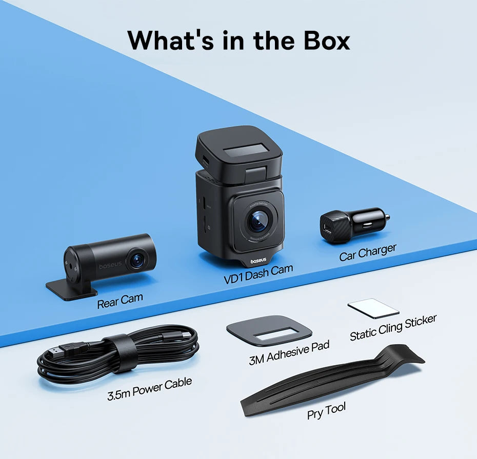 Baseus 3K Dash Cam VD1 Front and Rear Cam HD Built-in GPS Galileo Supercapacitor Car DVR Car Camera Recorder Support 24H Parking