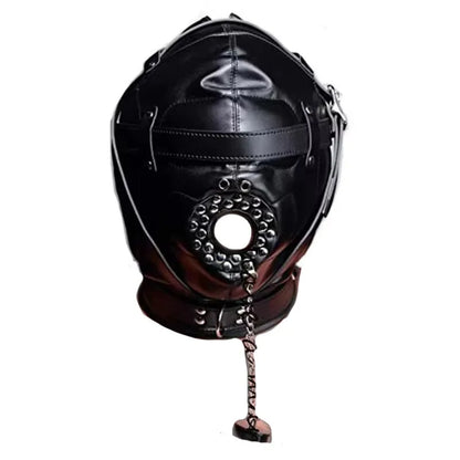 Leather Padded Hood Mask Blindfold Head Restraint Harness Mask, BDSM Bondage Gimp,Sexy Costume