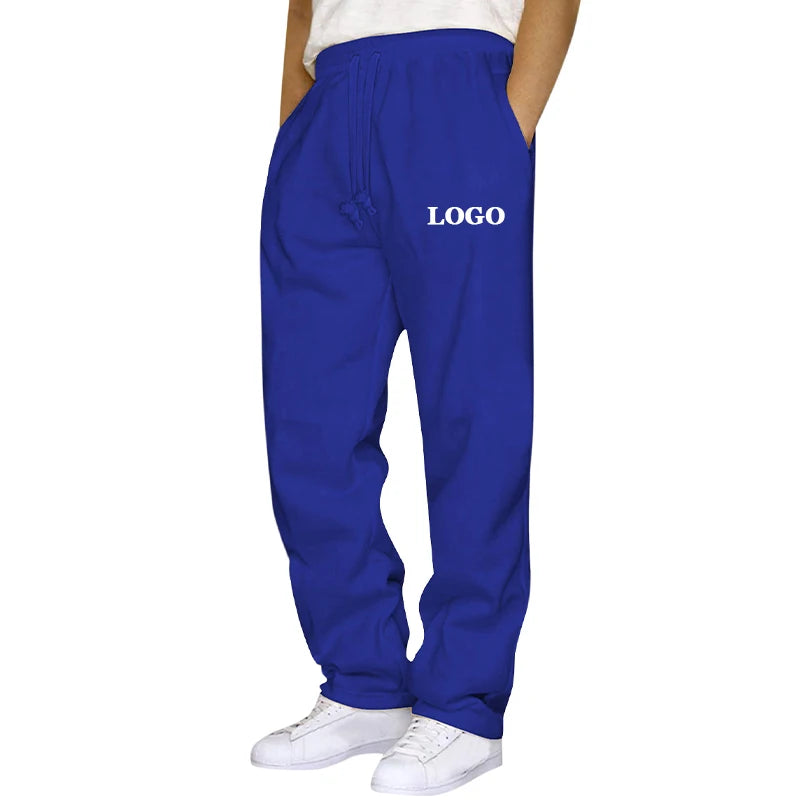 Customized Straight Leg Jogger Pants Men Autumn Winter Personality Printed Thicken Sweatpants Pocket Trousers Streetwear S - 5XL