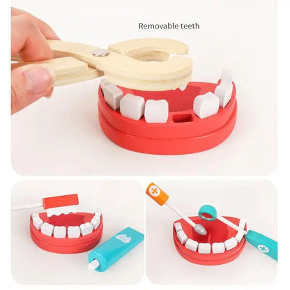 Wooden doctor play house toy set simulation stethoscope injection play enlightenment role-playing game interactive toy