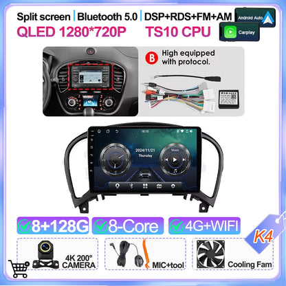 For Nissan Juke Yf15 2010 2011 2012 2013 2014 Carplay Auto 5g+wifi Gps Car Radio Navigation Multimedia Video Player Stereo Bt