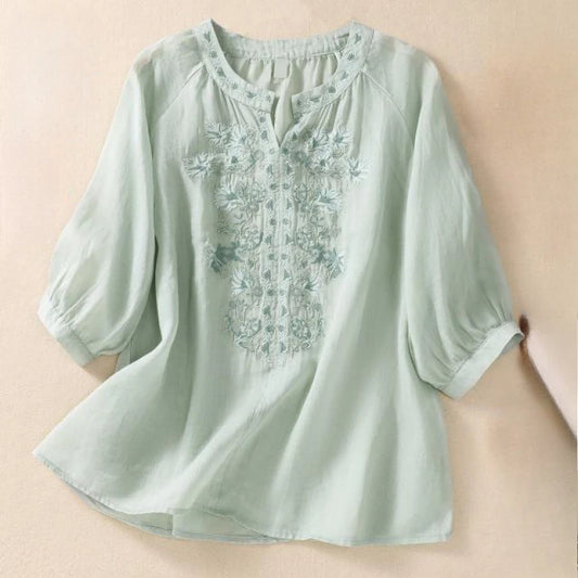 Fashion Thin Cotton Linen Y2k Tops Tee Women Clothing Summer Loose T Shirts Woman Embroidered T-shirt Blusa Casual Ladies tshirt