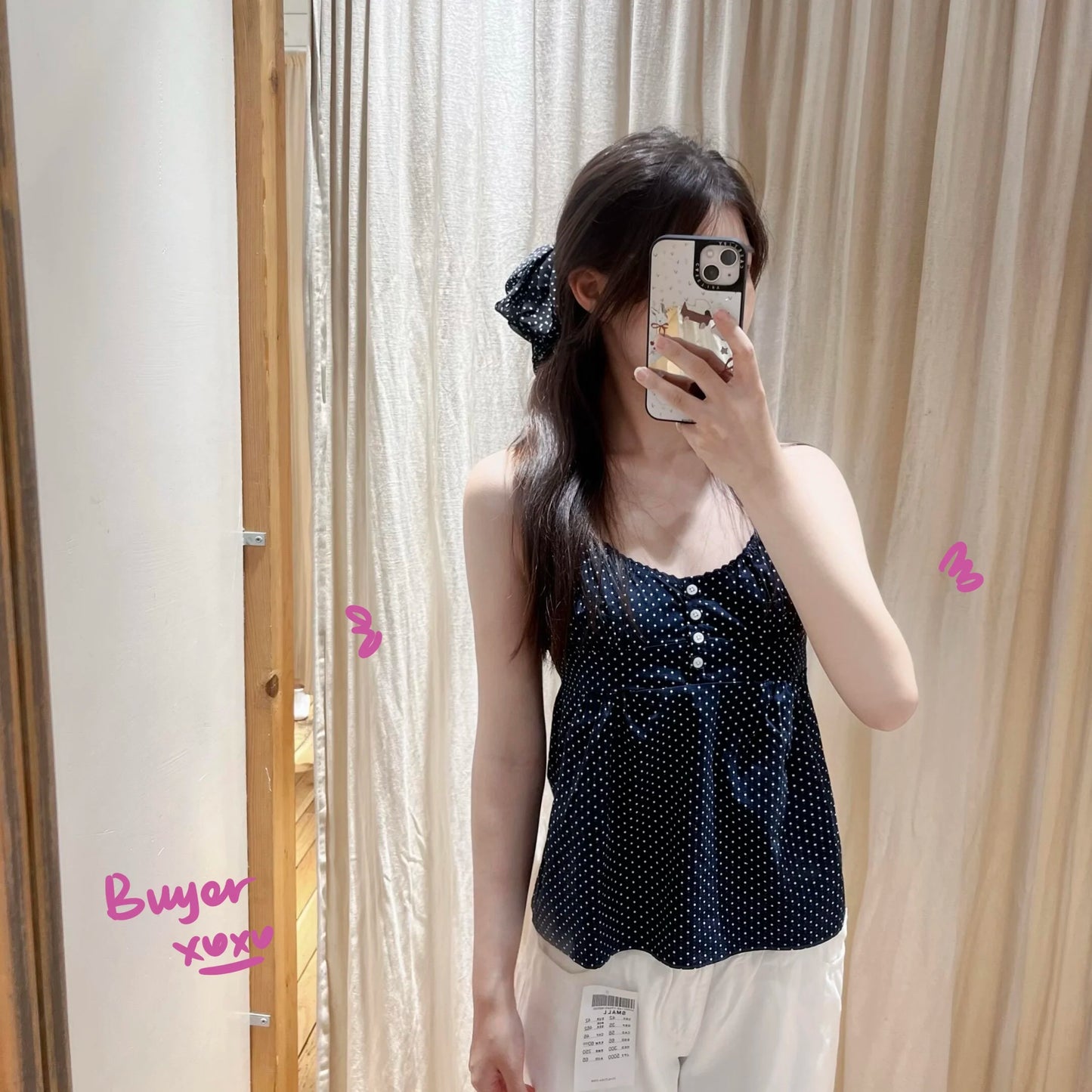 Brandy Melville Pure Cotton Three-Button Base Layer Vest Sweet Style V-Neck Sleeveless Tank Top for Women Spring Summer