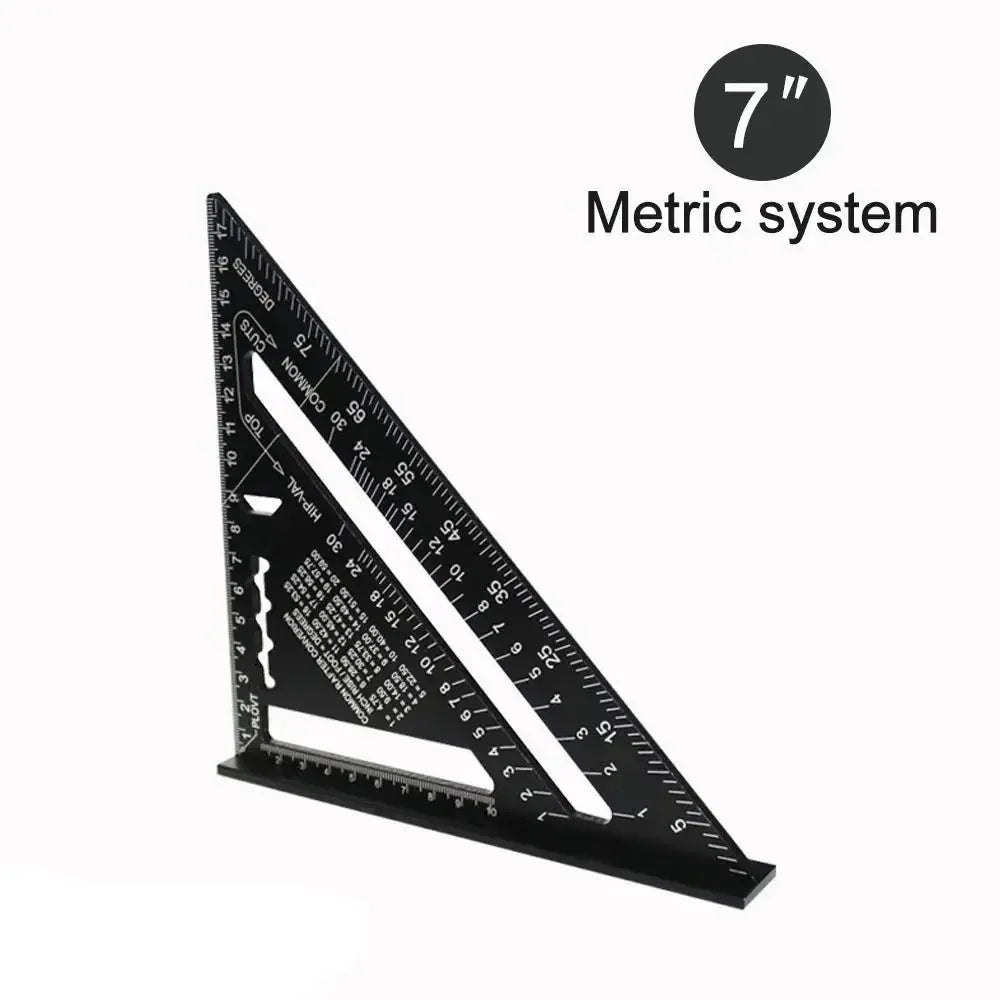 7-Inch Aluminum Speed Square with Inch/Metric Scales – Precision Measuring Tool for Woodworking and Carpentry
