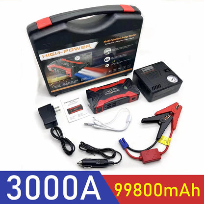 Car Jump Starter Battery Power Bank 3000A for Car Starter Portable Emergency Booster 12V Auto Starting Device Petrol Diesel