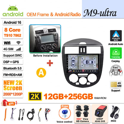 9 inch for Nissan Pulsar 6 NB17 2014 - 2018 Android 16 Wireless CarPlay Car Radio Video Multimedia Player GPS Navi DSP Stereo 4G