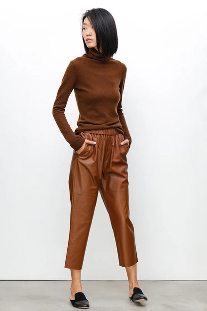 2026 New Streetwear Plus Size Pants Y2k Fashion Genuine Leather Harem Pants Women Real Sheepskin Trousers High Elastic Waist
