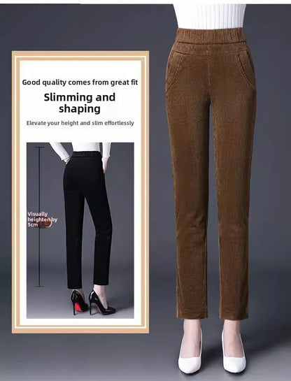 Autumn Winter Thiened Women's Casual Pants Lamb Velvet Harem Pants High Waist Straight Legged Fce Lined Mom Jeans Corduroy
