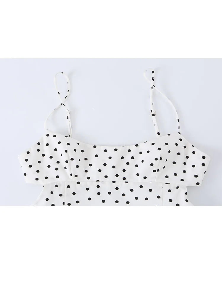HH Women Summer Coquette Feminine Polka Dot Sleeveless Dress Spring Waist Cutout Fitted Waist Maxi Lightweight Dress For Daily