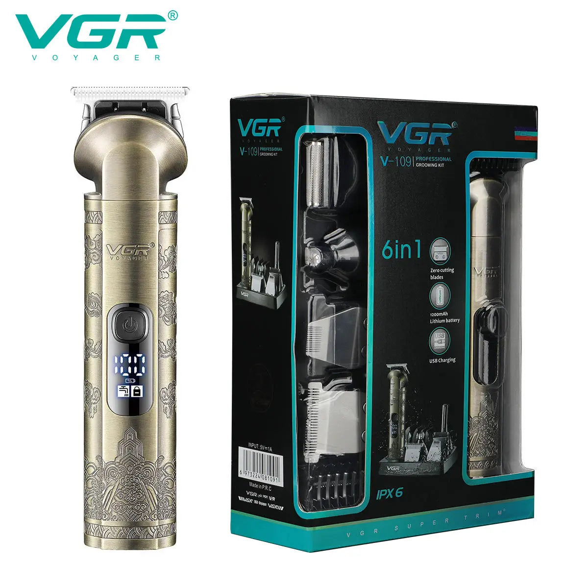VGR6 all-in-one hair cutting machine, armpit hair, nose hair treatment, full body shaving machine, electric push shear V-109