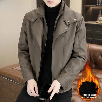 TUCANO Men's Genuine Leather Jacket 2026 Autumn Winter Warm Sheepskin Slim Fit Biker Style Stand Collar Coat Outerwear